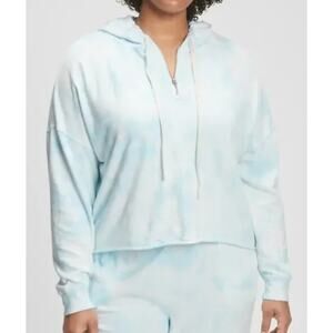 GAP Tie Dye Sky Crop French Terry Zip Hoodie size Large